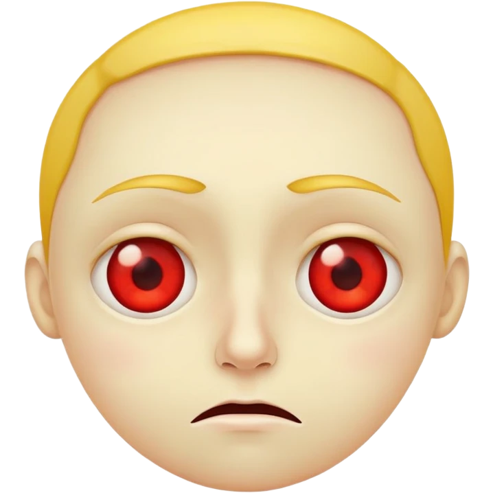 yellow face, wide red eyes, dark circles, exhausted expression emoji