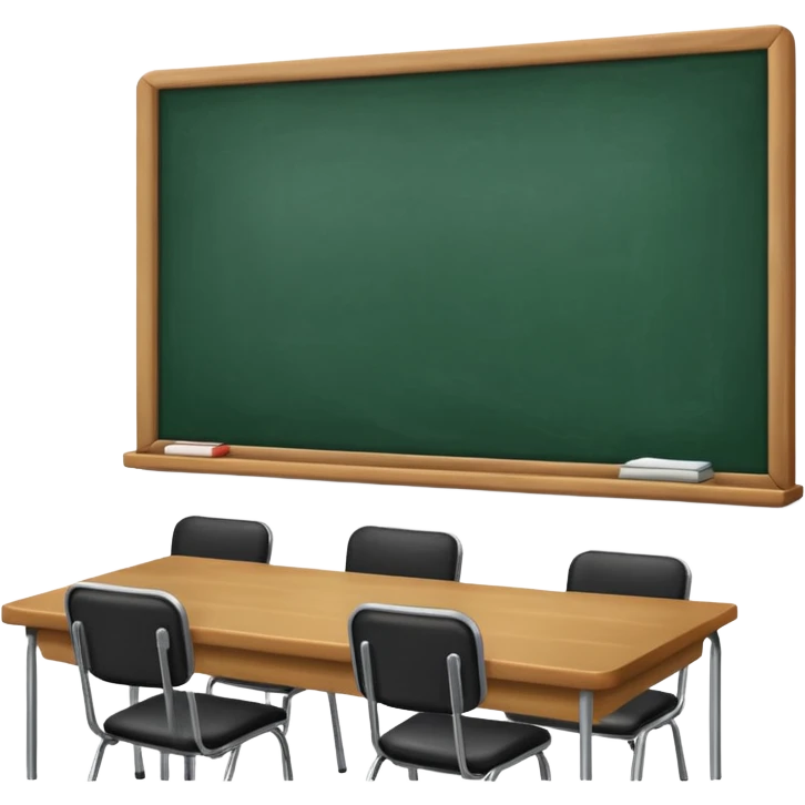 a classroom with a big green blackboard emoji