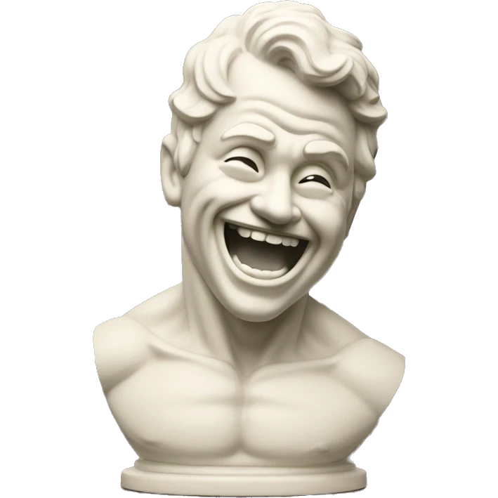 laughing muscular statue, antique white statue emoji