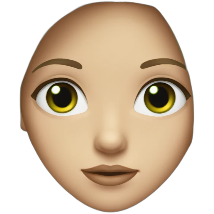 girl with long brown hair big green eyes, full lips emoji