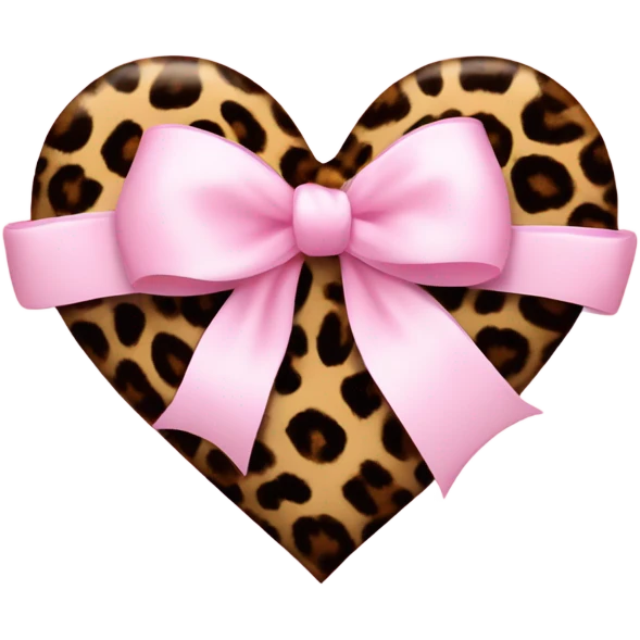 leopard print heart with a very fine light pink bow on the edge  emoji