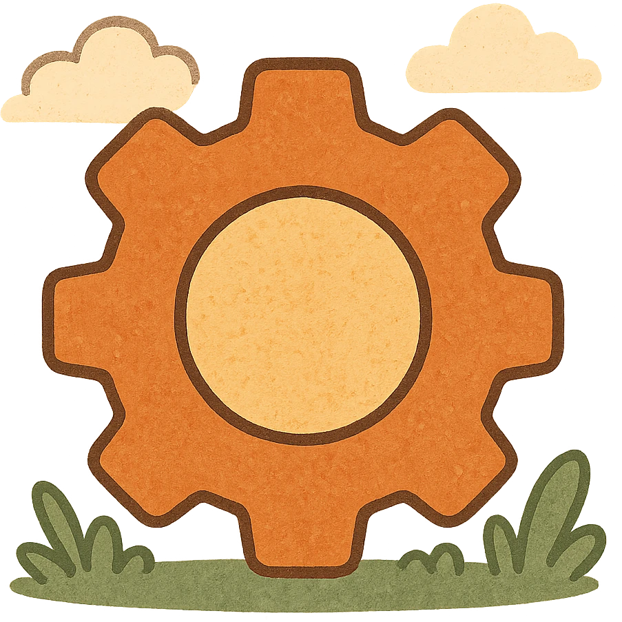 A modern, minimalistic icon of settings in flat design style, using bright and harmonious colors, suitable for mobile and web applications. emoji