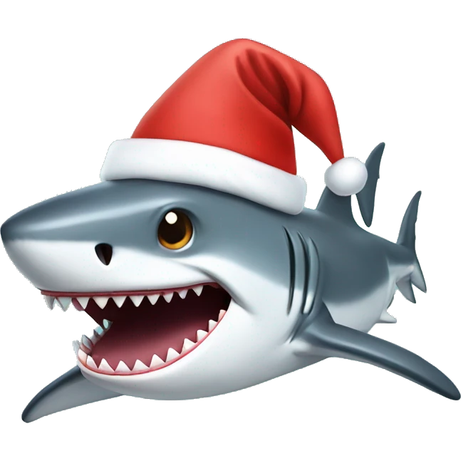 Shark with Christmas hat emoji
