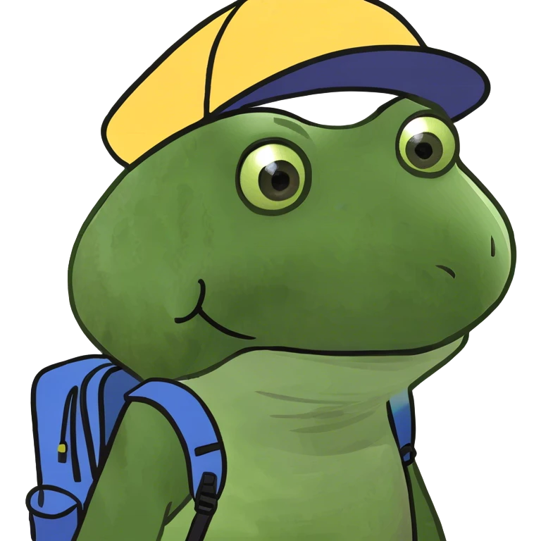bufo wearing hat and backpack emoji