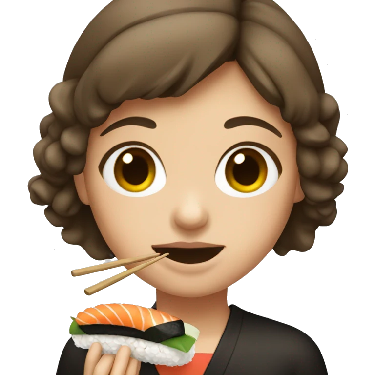 Girl with brown hair eating sushi  emoji