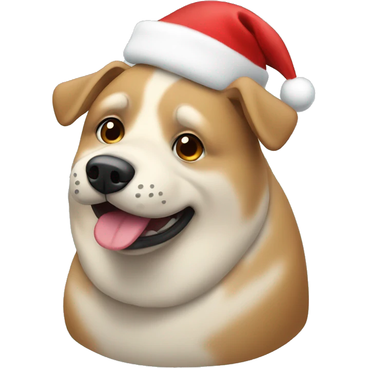 Fat dog with Christmas hat emoji