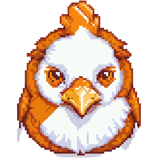 ultra-minimal blocky chicken head emoji with one large white square pixel, extremely simple and abstract, playful, matching Minecraft palette colors emoji