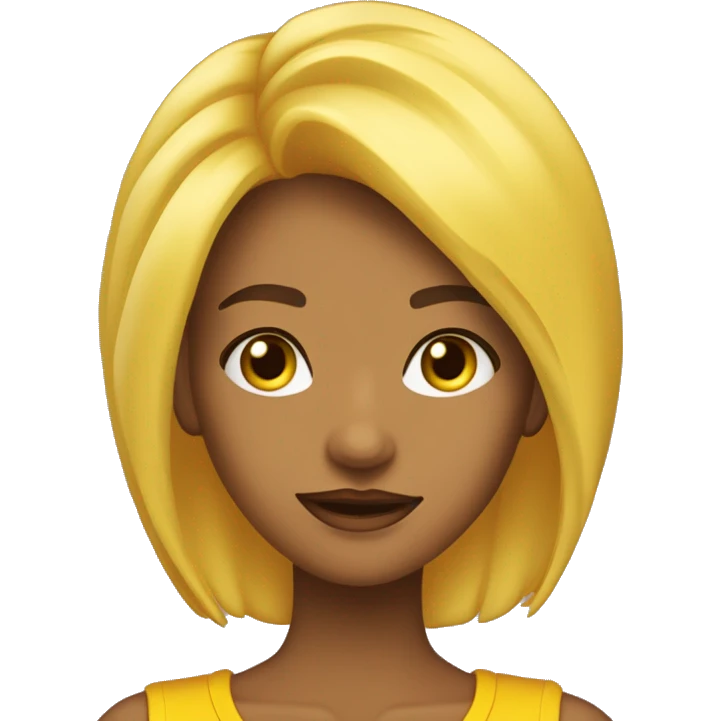 cabelo amarelo ate os ombros liso  cor de pele beji menina olhos escuros com camizeta lilaz com um iphad lilaz emoji