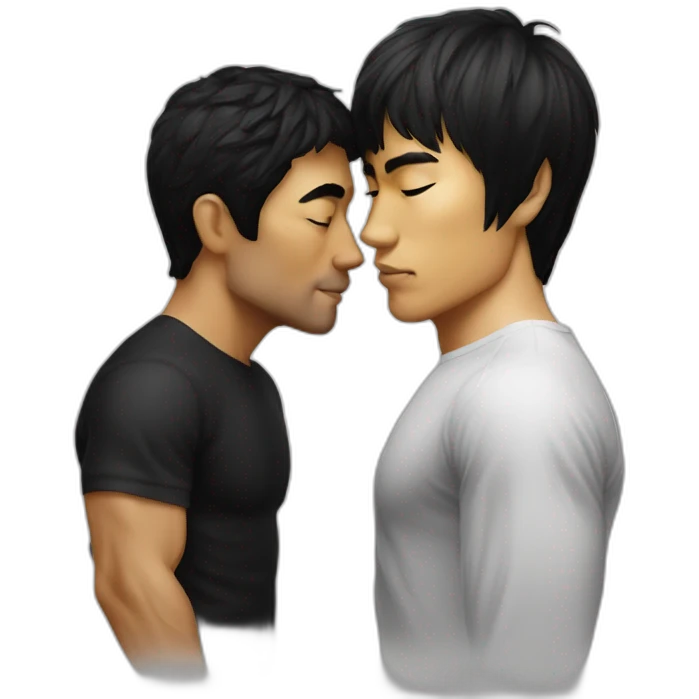 gay dude kissing Bruce Lee emoji