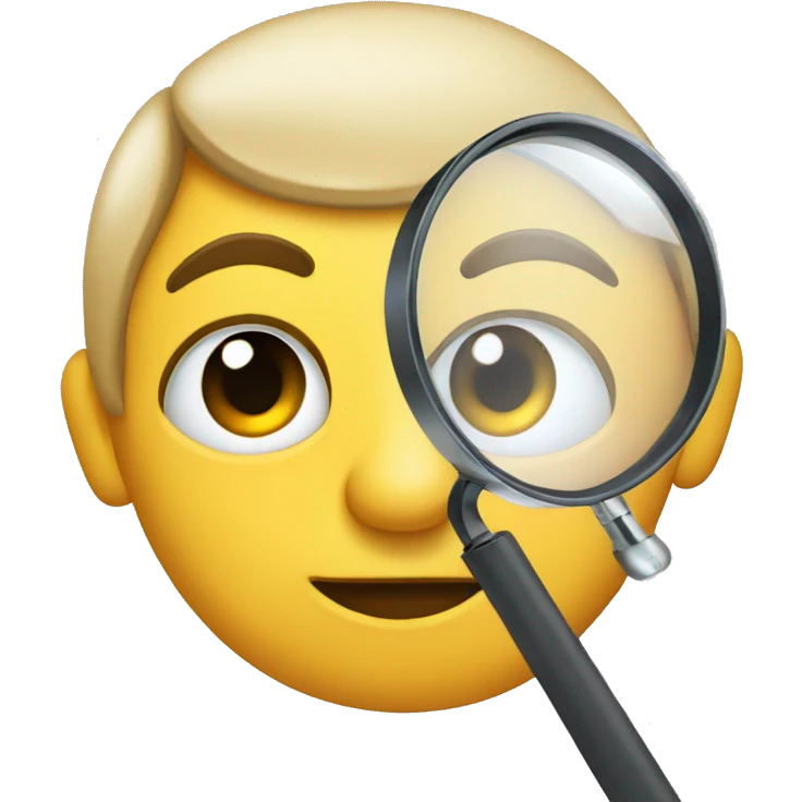 simple face holding magnifying glass to eye with eyebrow raised emoji