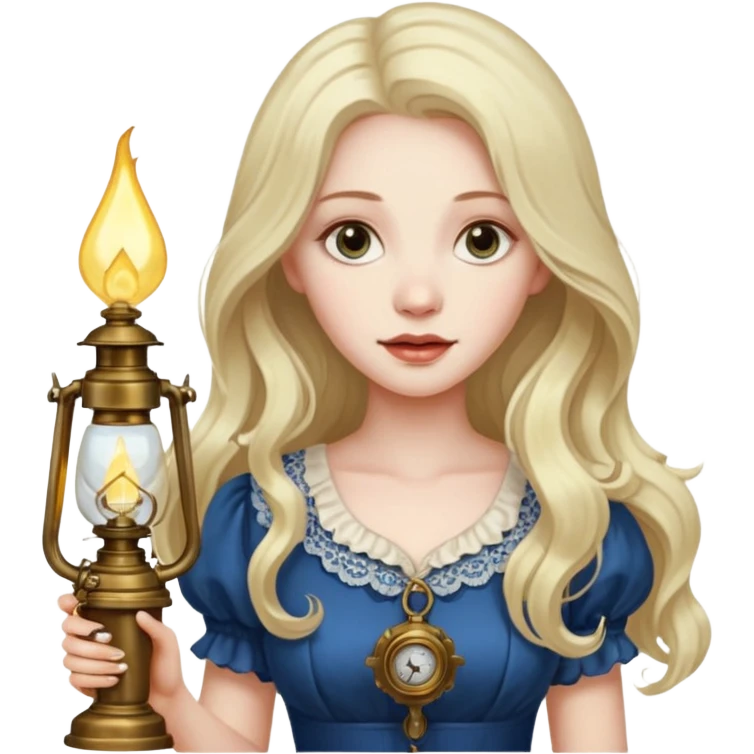 holding vintage gas lamp, female emoji