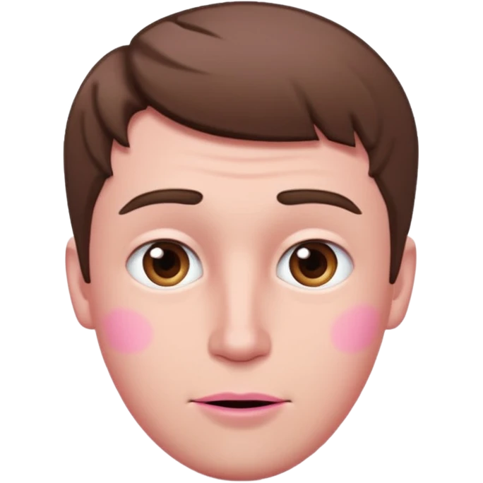 White man with short brown hair, long face, and pink male looking sassy emoji