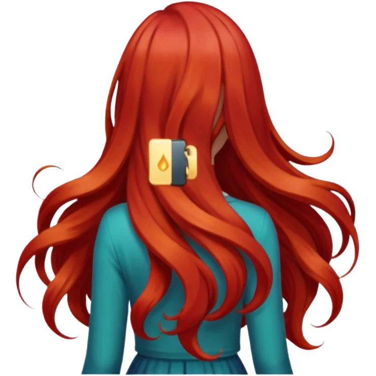 back view of long red hair emoji