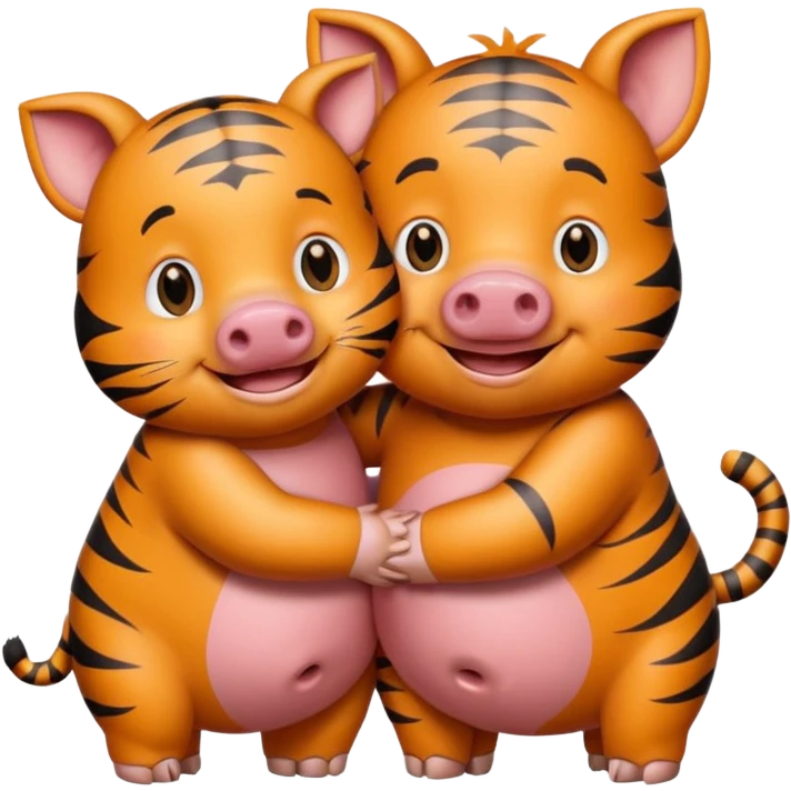 tiger and piggy hugging  emoji