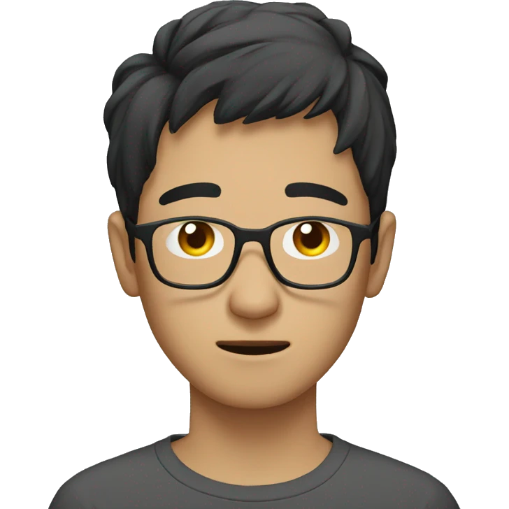 Pain Young Asian man with glasses emoji