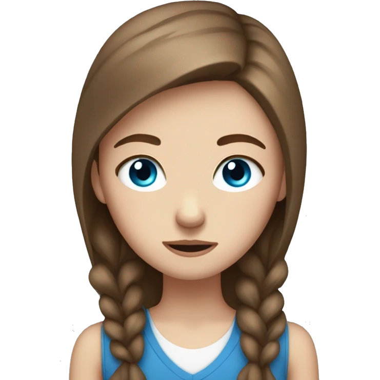 a white girl with brown hair and blue eyes who cries at school emoji