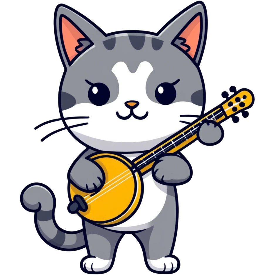 cat with a banjo and an eyepatch emoji