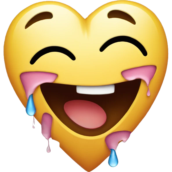 A laughing emoji with tears of joy but holding a broken heart. emoji