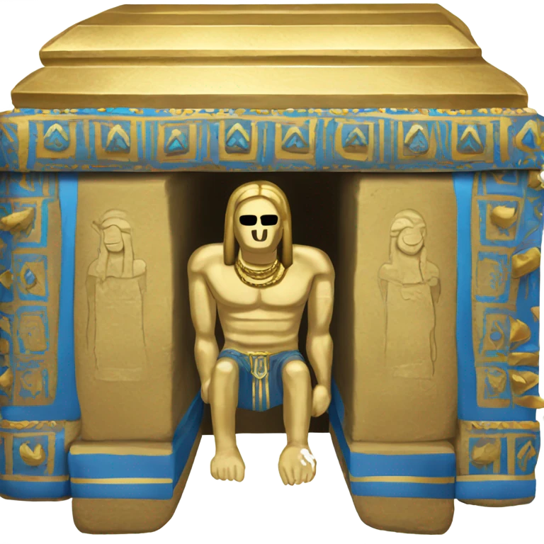 gold blue white black sarcophagus, full body  emoji
