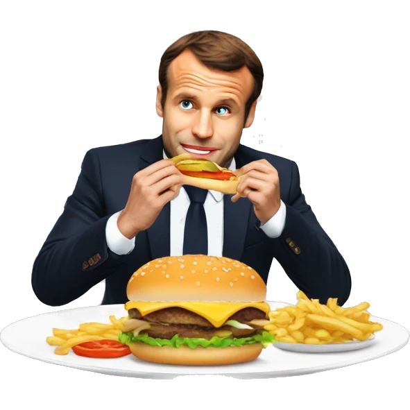 Macron qui mange un hamburger  emoji