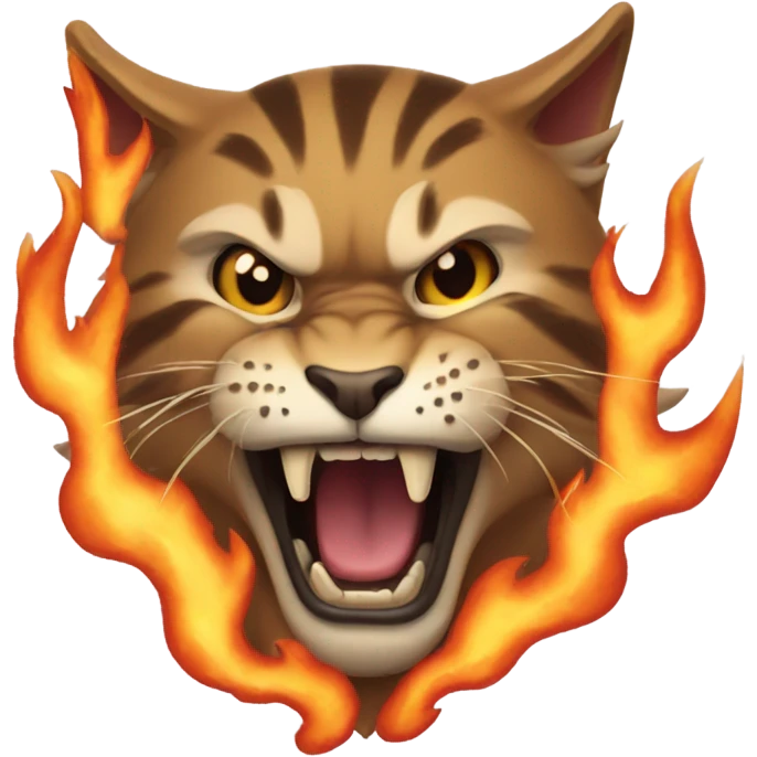 Fierce wildcat with fire in his mouth emoji