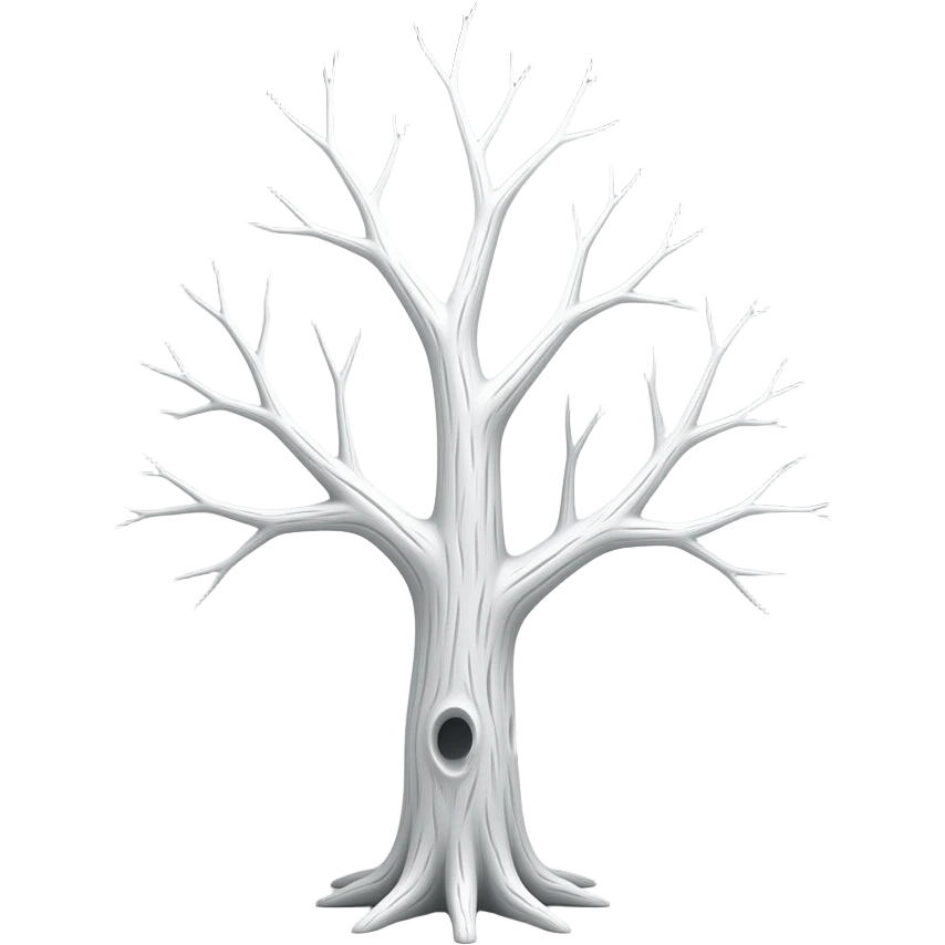 surrealistic - white bare haunted tree grows in a room emoji
