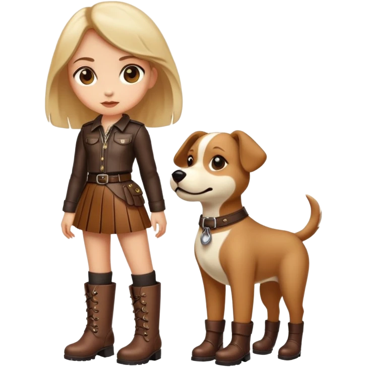 Girl dressed like a dog and in  leather skirt and boots emoji