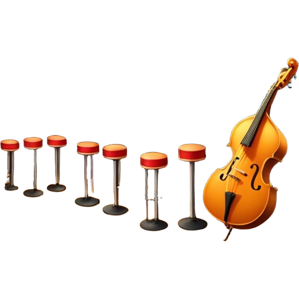 inside a jazz club, bar, stage, and jazz instruments, warm lighting emoji
