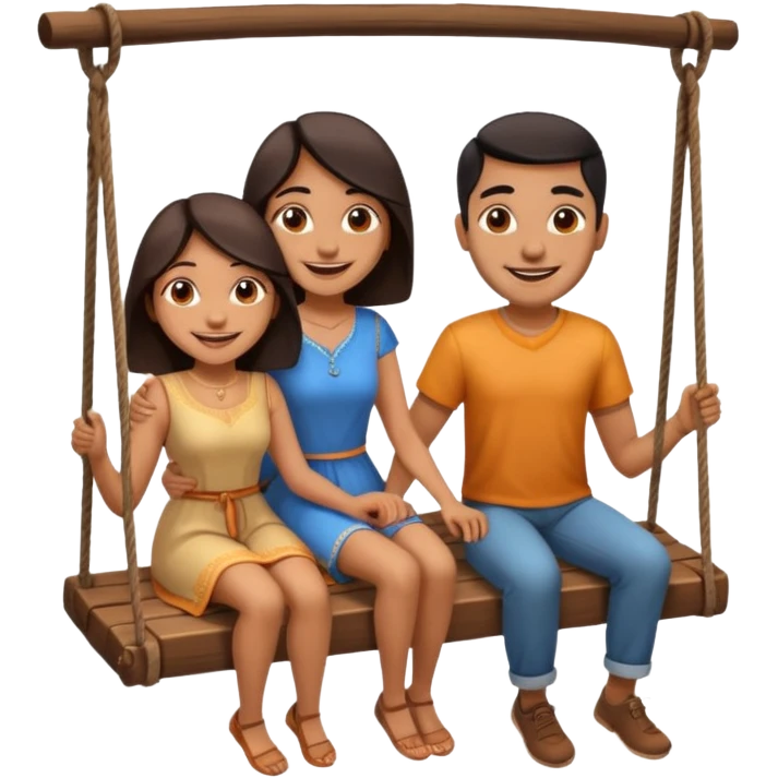 indian man and woman sitting on two seater swing emoji