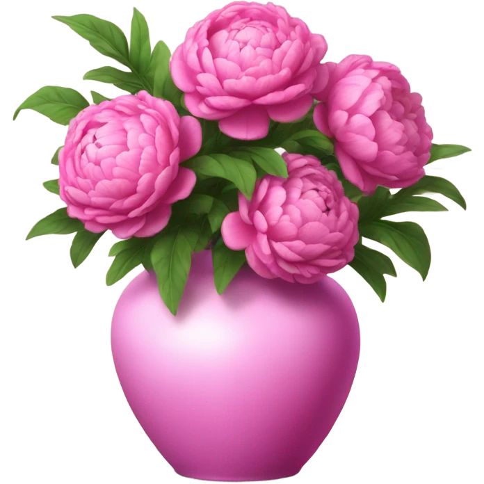 Realistic Bright pink pions in vase emoji
