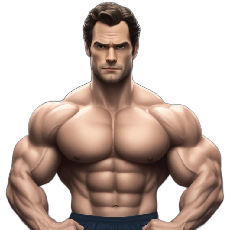Henry Cavil in the gym sweating and flexing  emoji