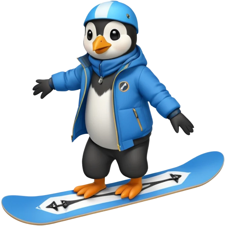 Snowboarder Penguin emoji