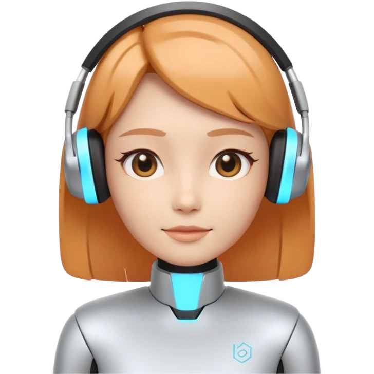 AI Pitch Agent holo-human-like Cyber AI face, warm, calm and friendly. Holographic look.Soft AI face with a listening, welcoming expression, minimal facial lines, calm eyes. Minimalistic presentation screen. emoji