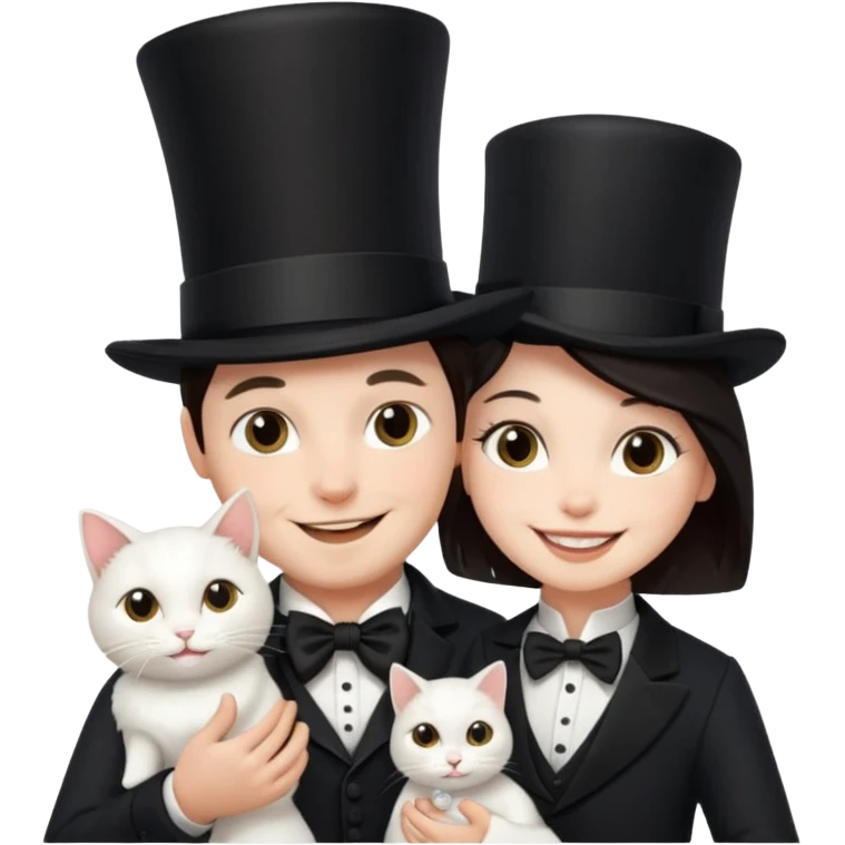 magician couple and their pet cat emoji
