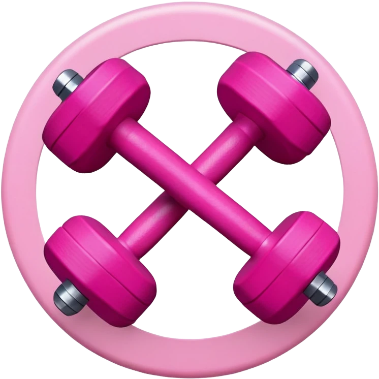 Pink dumbbells on pink circle emoji