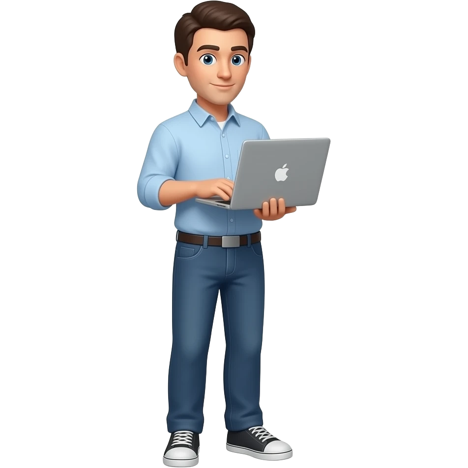 Man reading a macbook, full body emoji