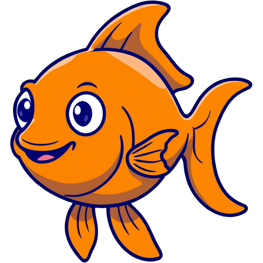 goldfish with big googly eyes and buck teeth, comical expression emoji