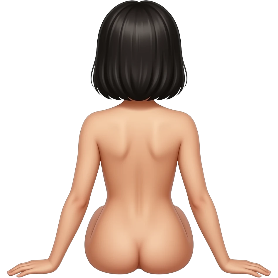 naked skinny chinese woman, on elbows, rear view emoji