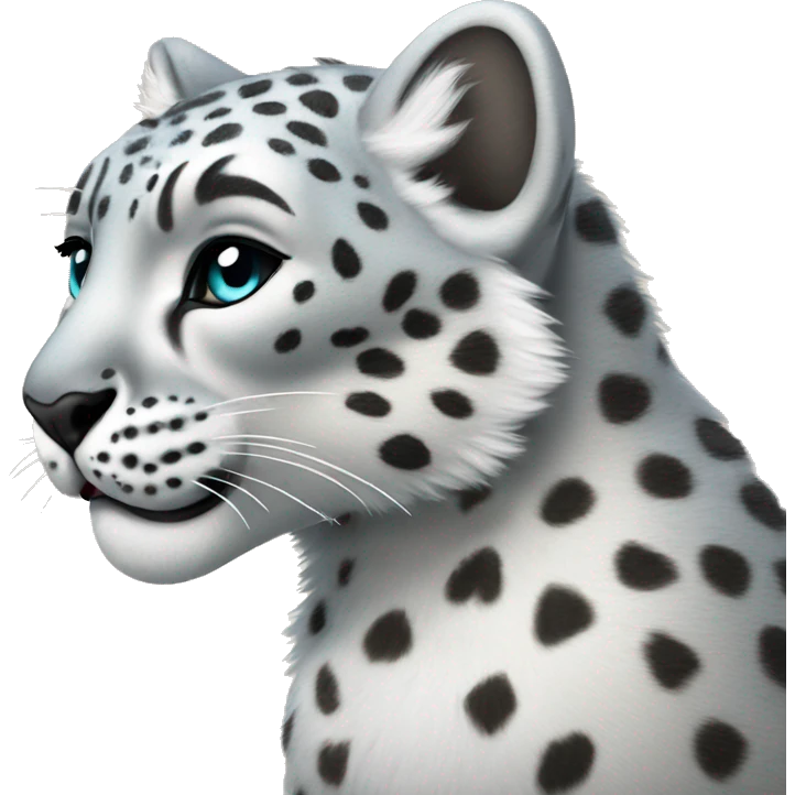 Snow Leopard Full Body with hearts emoji