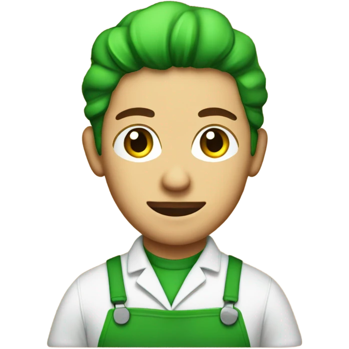 barista in green apron with peashooter emoji