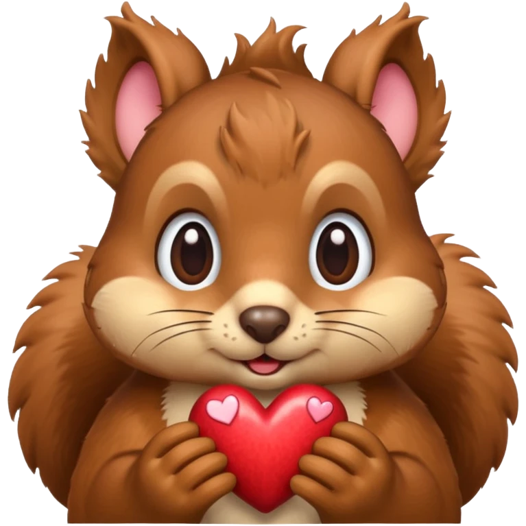 squirrel emoji with eyes replaced by hearts, apple emoji style, no text emoji