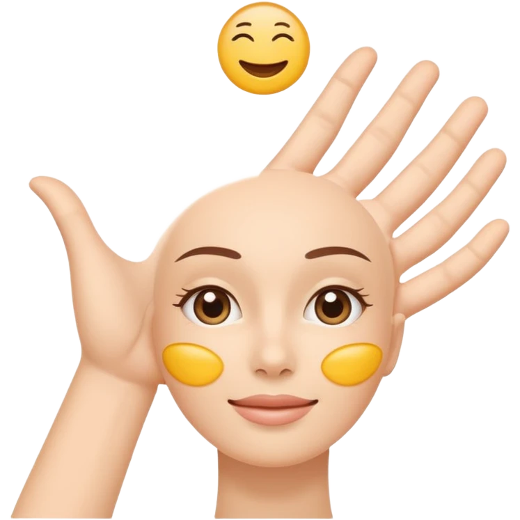 Minimal emoji of a hand lifting facial skin upward, clear skin-tightening gesture, gentle upward motion, natural wellness style, simple and readable icon, no beauty or cosmetic clinic references emoji