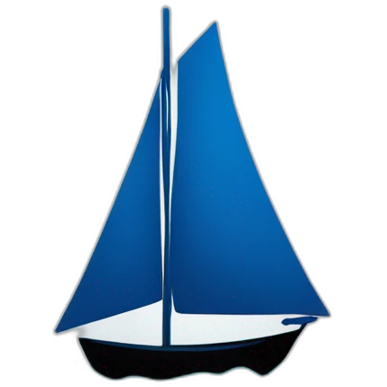 a blue sailing boat silhouette on a sea background  emoji