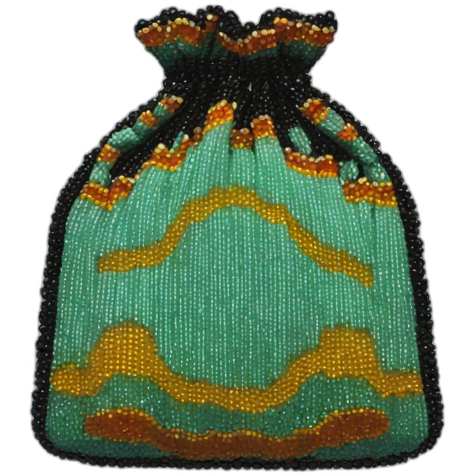 hand holding a beaded bag emoji