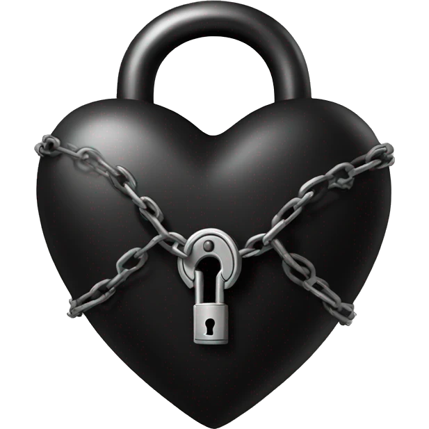 black heart with chained lock emoji