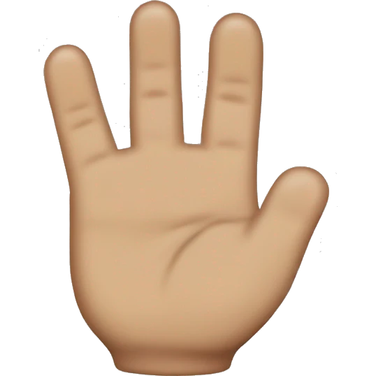 scouts sign with the hand (middle, index and ring fingers are up and pinkie and thumb down) emoji