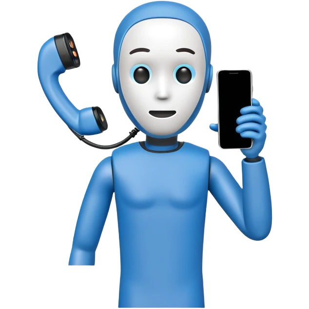 blue crash test dummy with phone emoji