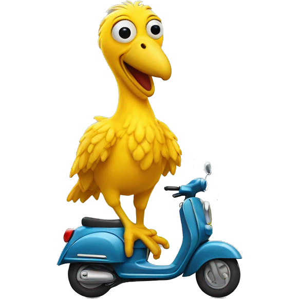 Big Bird with tentacles ride a scooter  emoji
