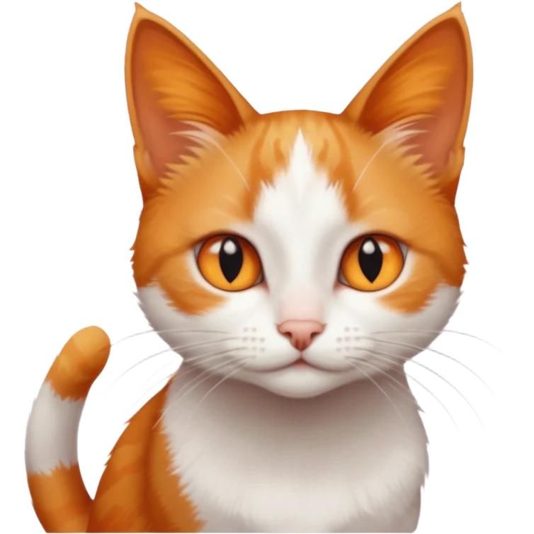 tiny + skinny ginger and white cat with deep orange eyes emoji