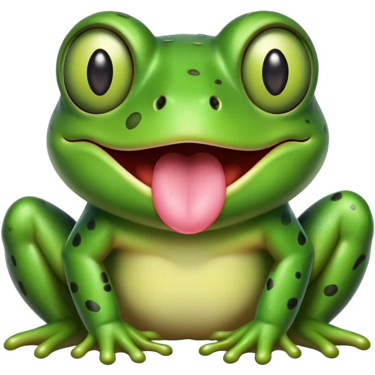cute cross-eyed frog with tongue sticking out and silly grin emoji